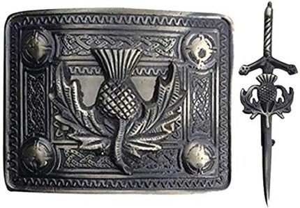Kilt Belt Buckle Thistle Symbol Heritage With Kilt Pin