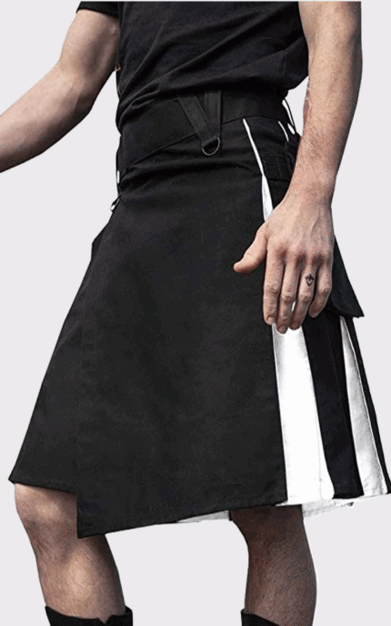 Black and White Scottish  Modern Hybrid Kilt