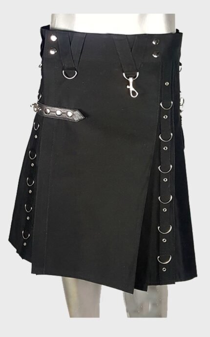 Black Gothic Modern Utility Kilt