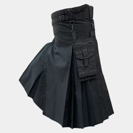 New Modern Black Utility Kilt