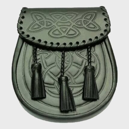 Scottish Three Tassel Leather Sporran With Free Chain Belt