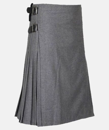 Solid Grey Tartan Kilt