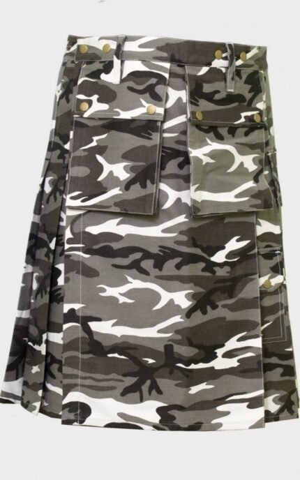 Urban Snow Camouflage Canvas Tactical Kilt
